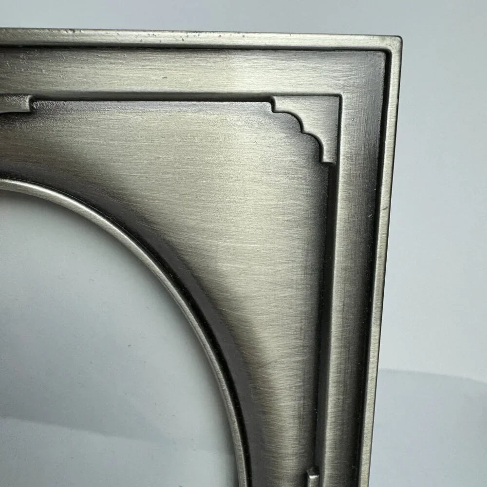 Vintage Silver Metal Oval Picture Frame on stand 10.5
